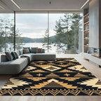 Gold Navajo Inspired Geometric Stripe Rug