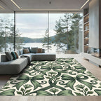 Sage Ribbon and Floral Swirls Rug