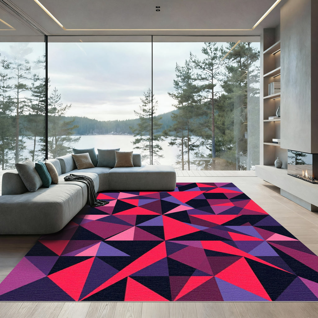 Bold Geometric Triangle Abstract Mosaic Rug