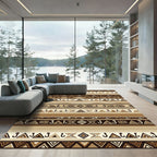 Earthy Tribal Geometric Stripes Rug