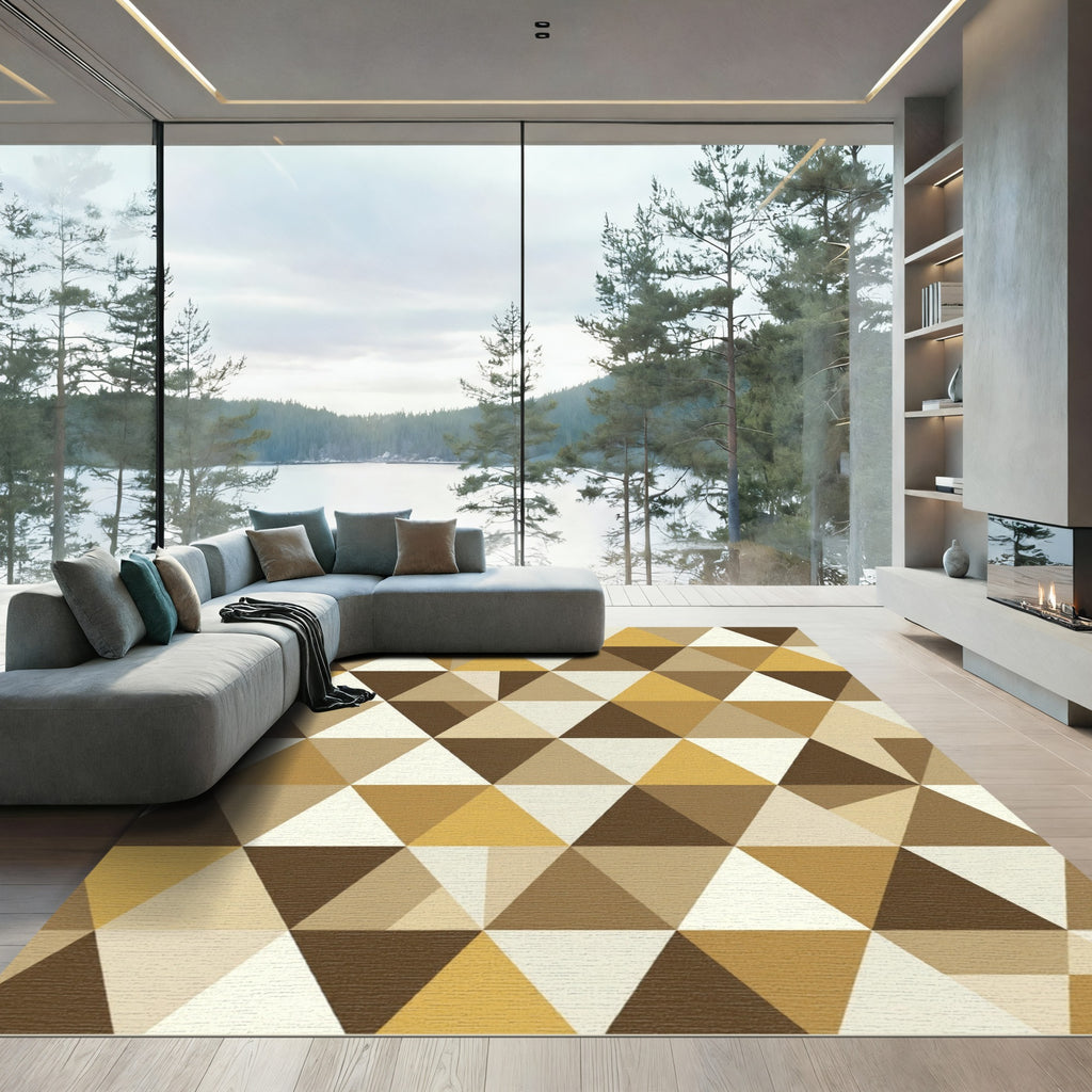 Earthy Geometric Triangles Arrangement Rug