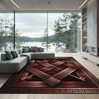 Roman Key Frame with Crimson Border Rug