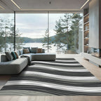 Minimalist Gray and White Wavy Texture Rug