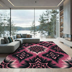 Dark Magenta Tribal Ikat Diamond Star Rug