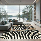 Earthy Zebra Stripe Abstract Wave Rug
