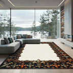 Ornate Metallic Bronze Fleur De Lis Rug