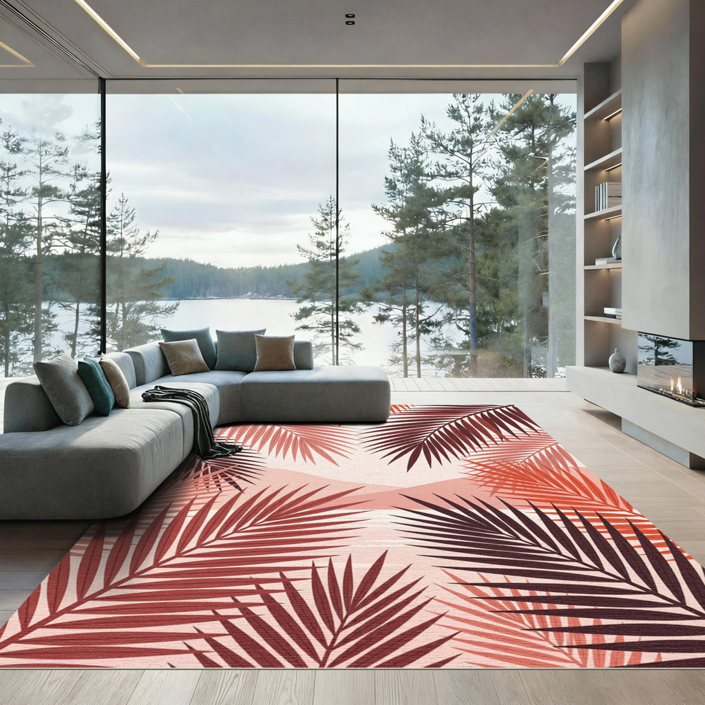 Terracotta Palm Frond Landscape Rug