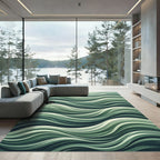 Sophisticated Sage Wavy Ocean Flow Rug
