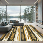 Gold Wheat Stalks Vertical Stripes Rug