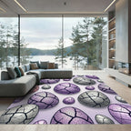 Cracked Lavender Silver Geometric Egg Arrangement Rug