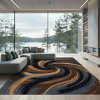 Earthy Brown and Charcoal Swirl Rug