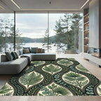Lush Emerald Tropical Foliage Botanical Segment Rug