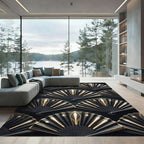 Gold Art Deco Radiant Fan Rug