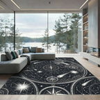 Celestial Black White Astro Compass Map Rug