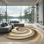 Earthy Swirl Abstract Brushstroke Rug