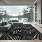 Monochromatic Gray Fanning Ribbons Rug