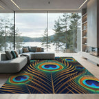 Vibrant Peacock Feather Radiance Rug