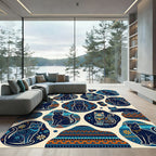 Enchanted Midnight Cat Folk Art Tapestry Rug