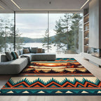 Sunset Mountain Peaks Geometric Southwest Rug