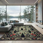Botanical Pomegranate Paisley Sage Green Area Rug