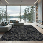 Dark Gray Intricate Mandala Rug