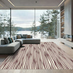 Cream Maroon Vertical Stripe Elongated Diamond Rug