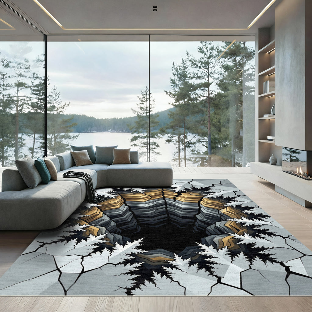 Fractal Abyss Tiered Canyon Rug