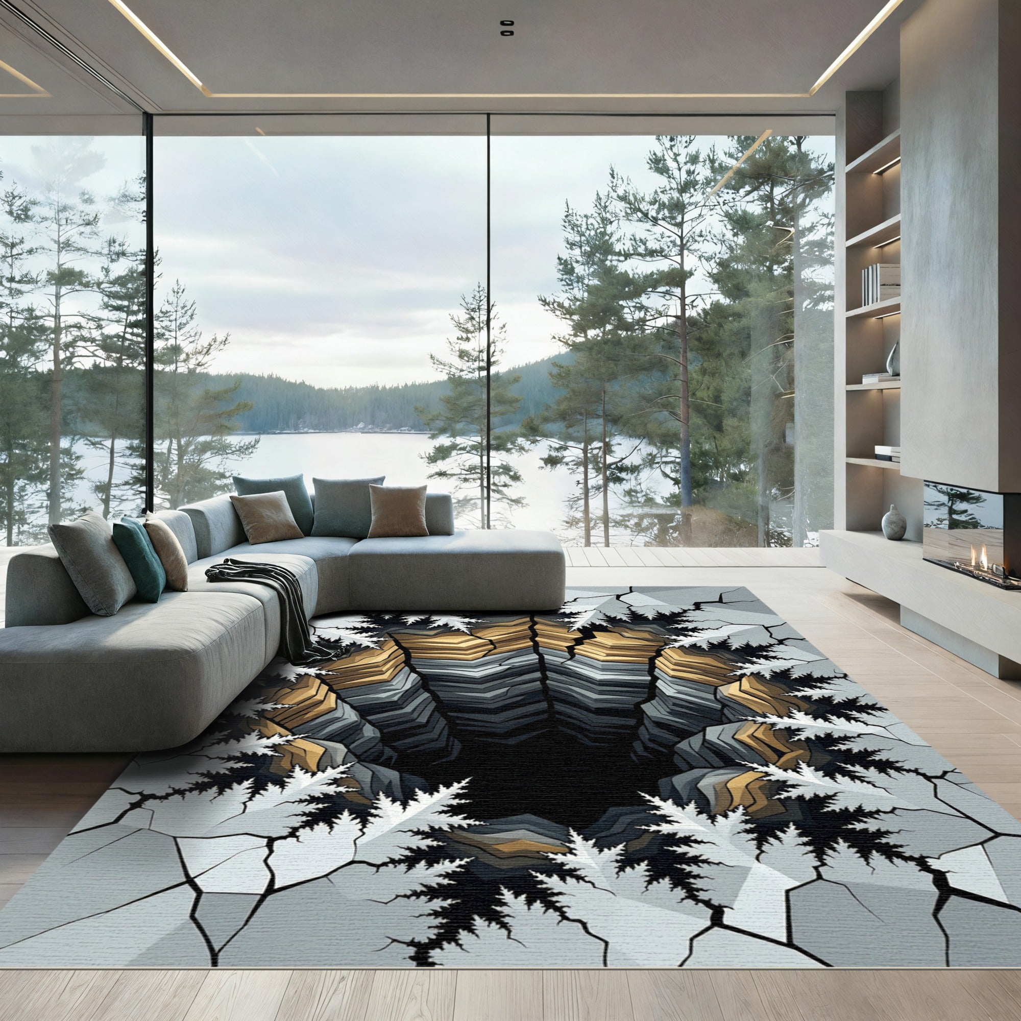Fractal Abyss Tiered Canyon Rug