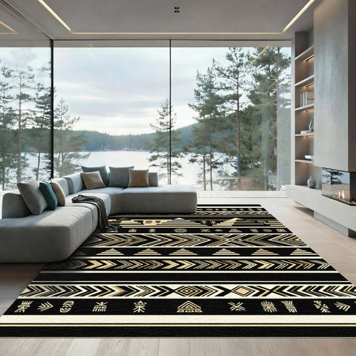 Ancient Egyptian Pyramids Geometric Sun Rug