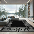 Antique Silver Greek Key Frame Rug