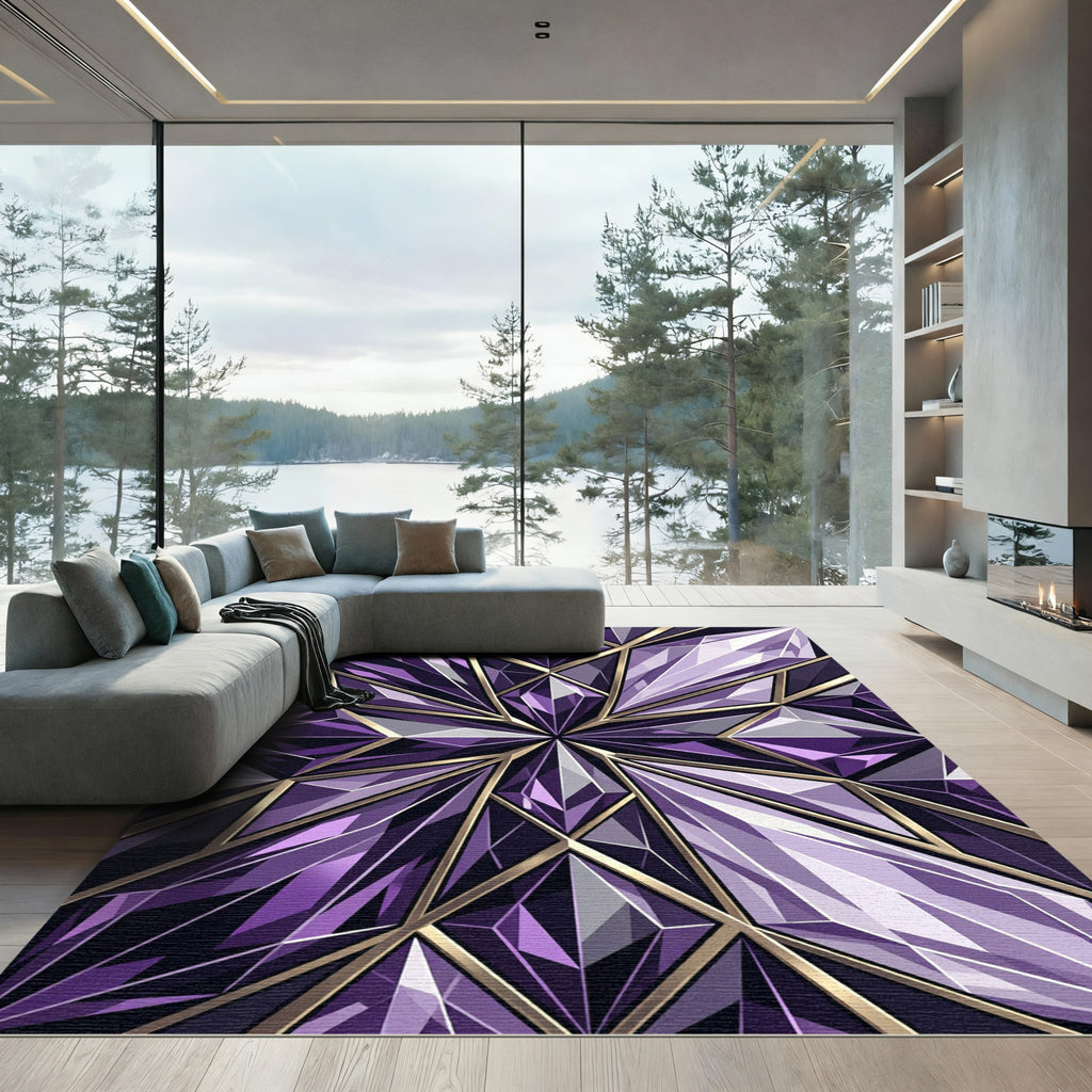 Glistening Amethyst Diamond Facet Rug