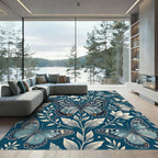 Elegant Blue Butterfly Botanical Garden Rug