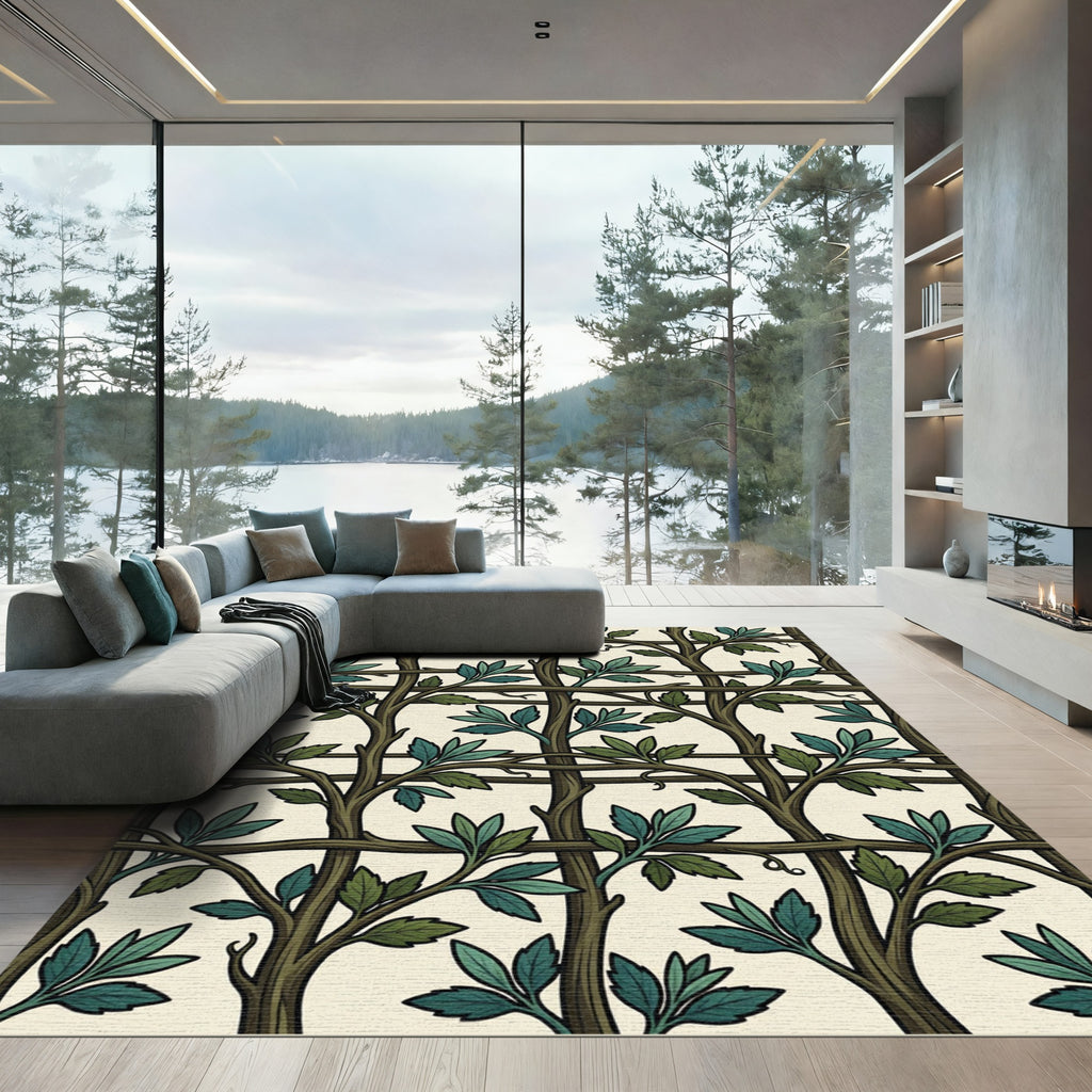 Woven Forest Vine Cream Botanical Rug