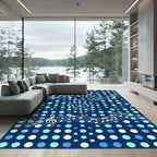 Blue Musical Notes Polka Dot Rug