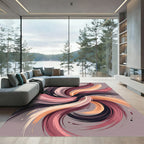 Swirling Brushstrokes Abstract Pink Swirl Rug