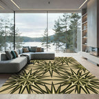Olive Geometric Starburst Mid Century Rug