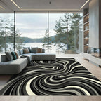 Monochromatic Swirl Optical Illusion Rug