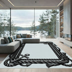 Nautical Rope Anchor Border Accents Rug