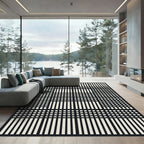 Graphic Black White Latticed Grid Rug