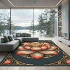 Coral Pink Lotus Mandala Art Rug