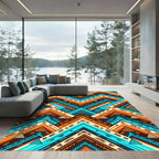 Vibrant Geometric Chevron Boho Aztec Art Rug