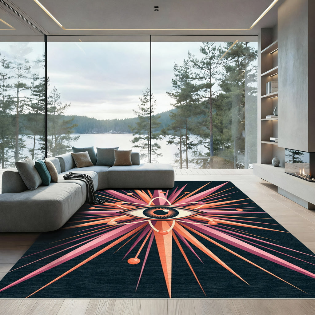 Mystic Pink Orange Radial Eye Rug
