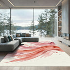 Elegant Terracotta Crimson Abstract Wave Rug