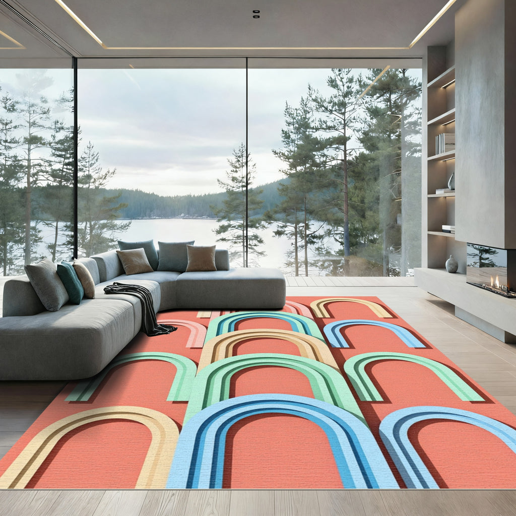 Modern Pastel Arch Geometric Repeating Rug