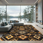 Golden Chain Earthy Tribal Diamond Area Rug