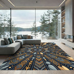 Earthy Sunburst Geometric Tribal Jewel Rug