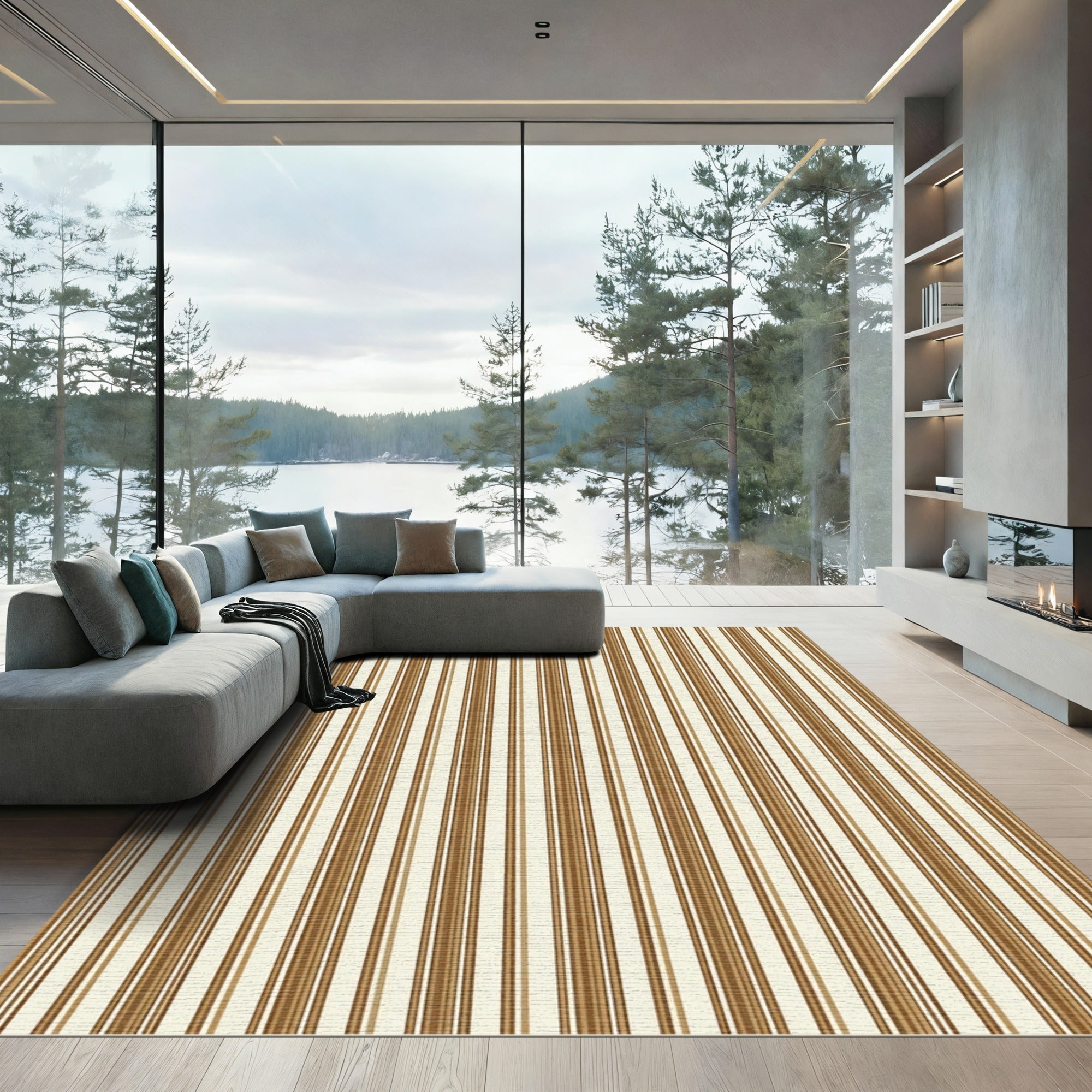Earthy Tones Vertical Stripe Rug