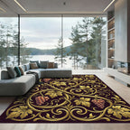 Ornate Gold Grapes Vine Scrollwork Rug