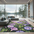 Enchanting Lavender Morning Glory Botanical Rug