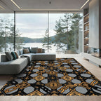 Gold Chain and Cross Geometric Rug